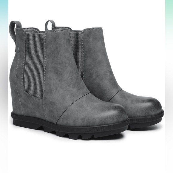 Athlefit Women's Comfortable Ankle Wedge Booties/ Boots | Grey/Black | NEW/NWT🖤 - Picture 1 of 8